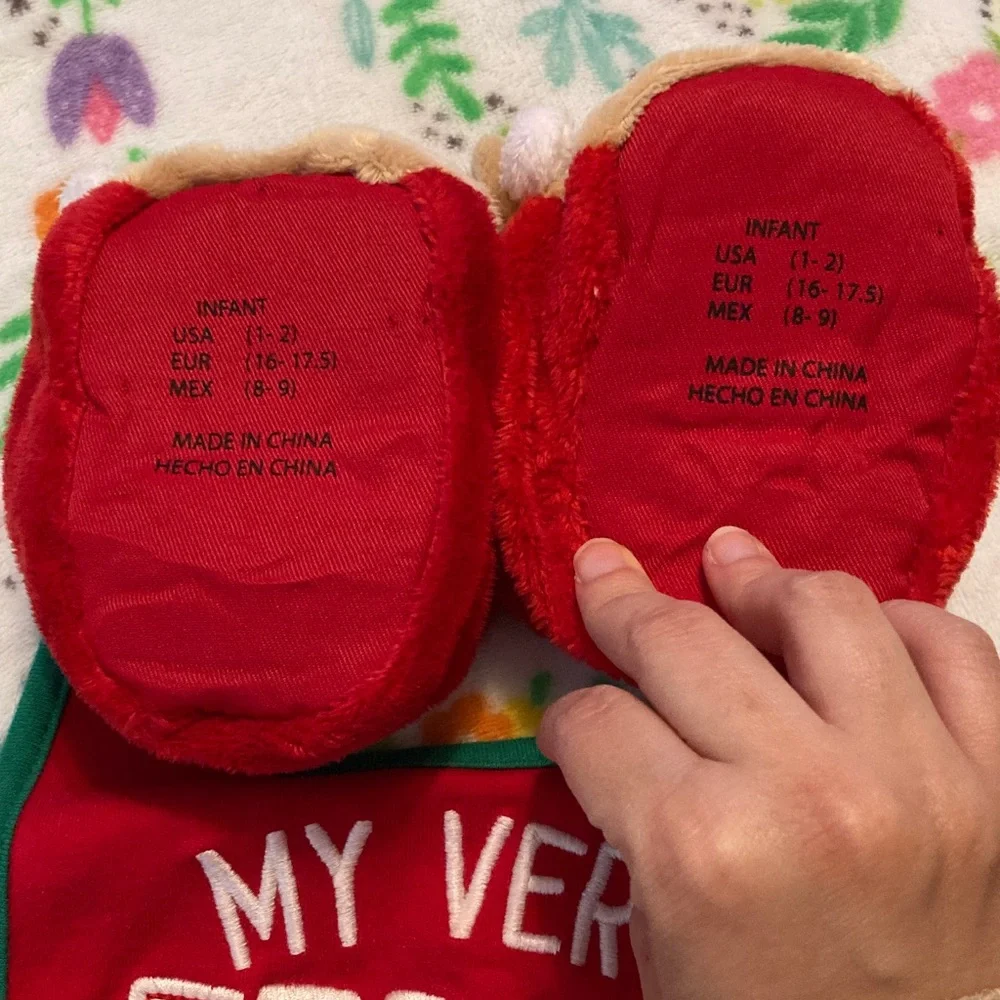 3 for $16 Red Christmas Bib and Booties Set